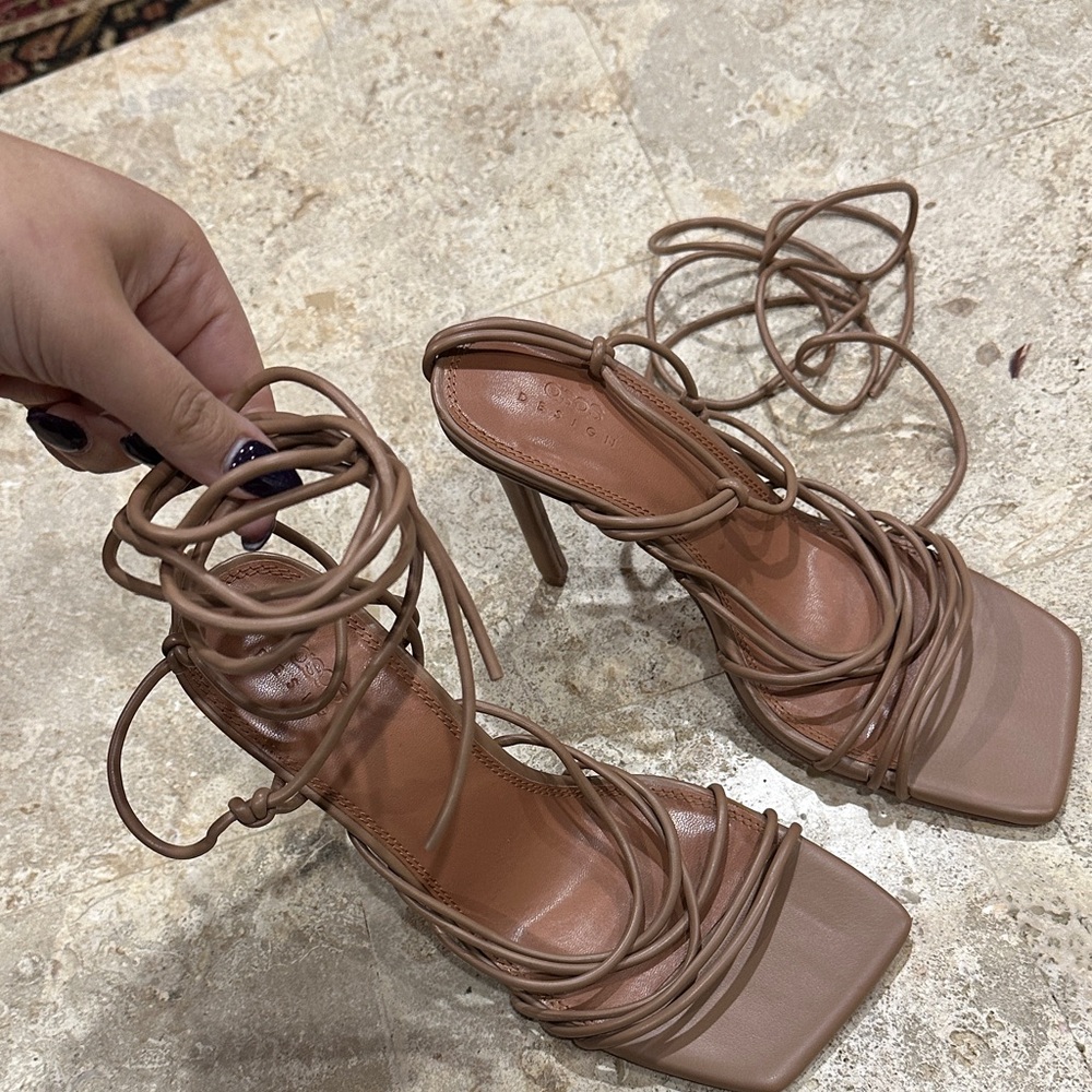 ASOS Design Tan Strappy Heels - Size 8